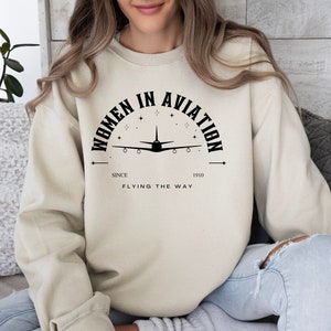 Women In Aviation, Female Pilot, Aviation, Pilot Shirt, Pilot Gift, Pilot, Female Aviation, Gift, Unisex Heavy Blend™ Crewneck Sweatshirt