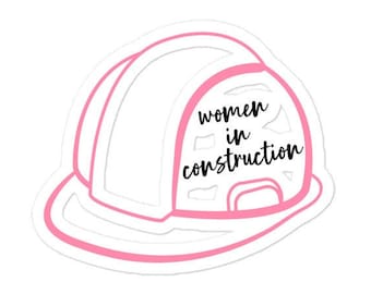 Women In Construction Pink Hardhat Bubble-Free Stickers