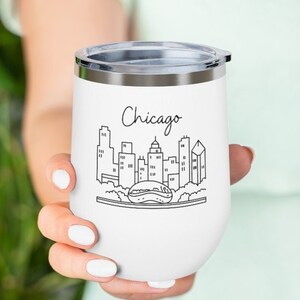 Chicago City Skyline, The Bean 12oz Insulated Wine Tumbler