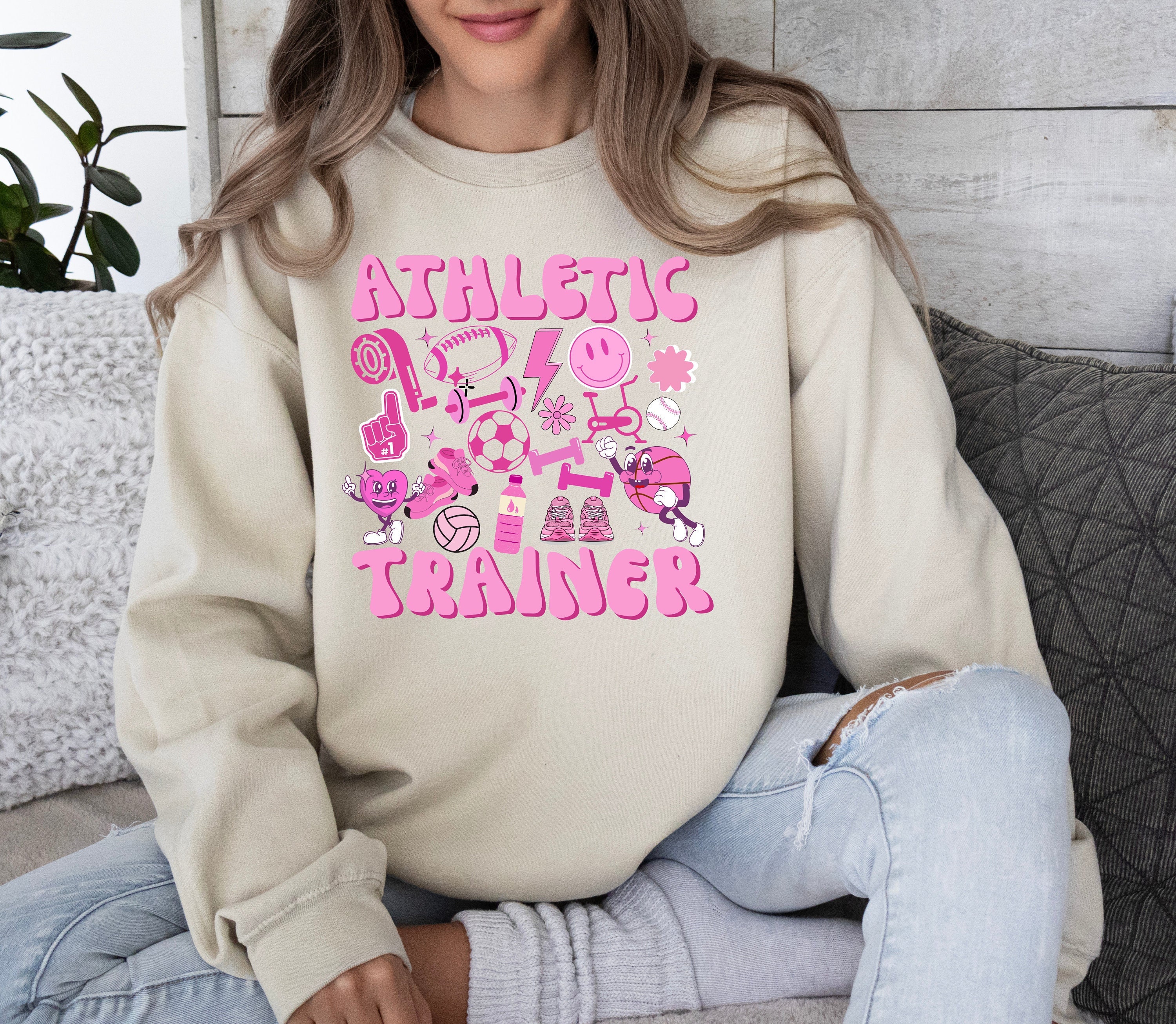 Athletic Trainer, Retro Pink Groovy Unisex Heavy Blend Crewneck Sweatshirt