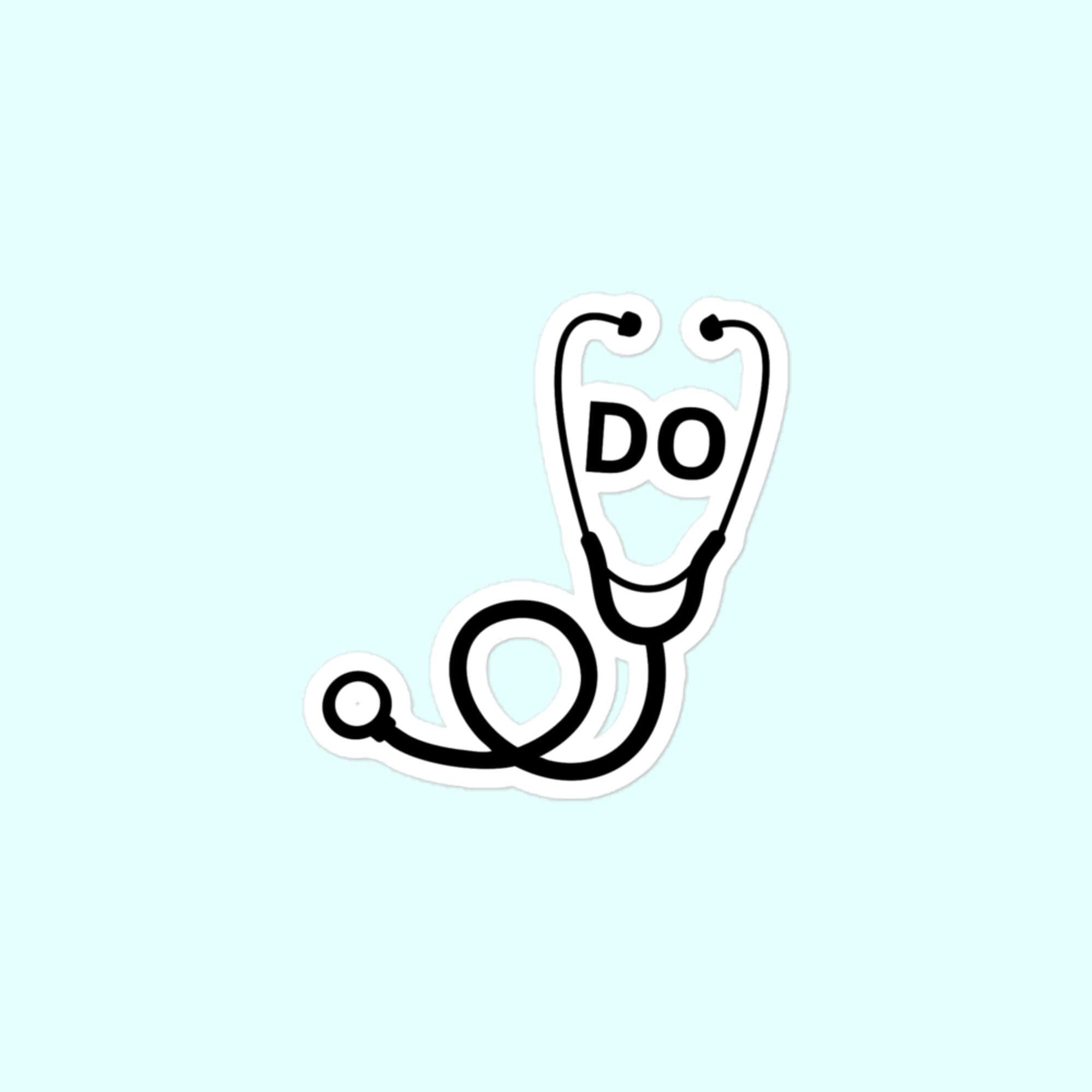 DO Stethoscope Sticker, Doctor of Osteopathic Medicine, Physician Bubble-Free Stickers