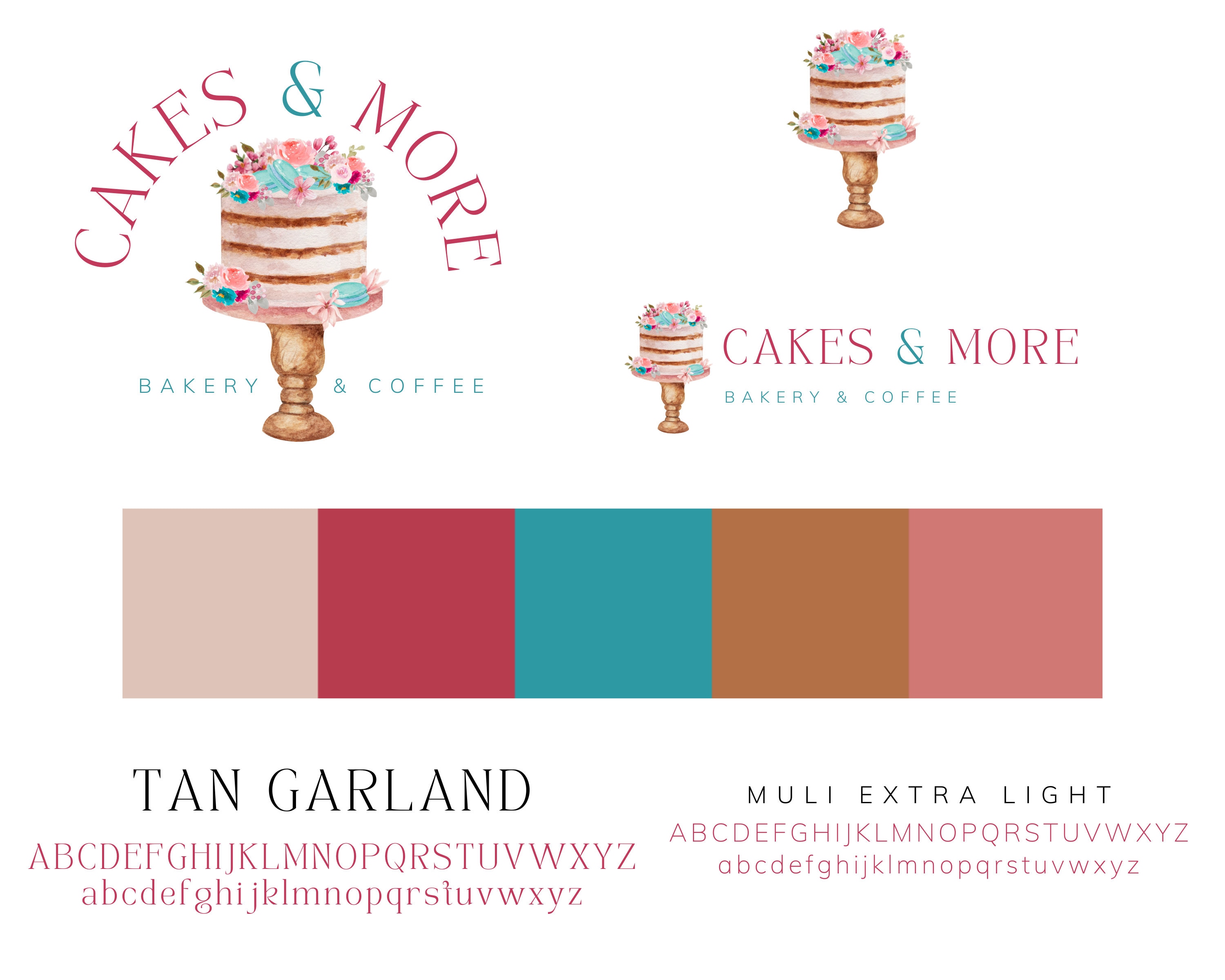 Bakery Branding Set, 3 Logo Designs + Brand Board, Color Palette & Font ...