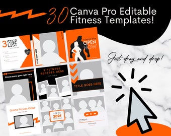 Online CANVA Fitness Templates - für Social Media Marketing. Perfekt für Trainer, Fitnessstudios, Fitness Influencer, Gesundheitscoaches
