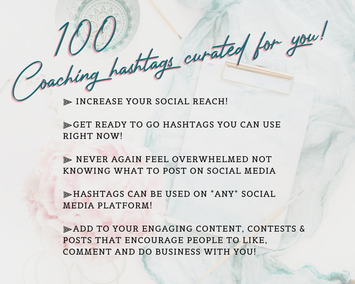 100 Coaching Hashtags to Increase Your Reach Etsy