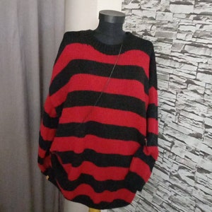 Kurt Cobain sweater, grunge Red and Black striped jumper, Nirvana pullover. Gothic, Rock, Authentic, 90's oldies image 6