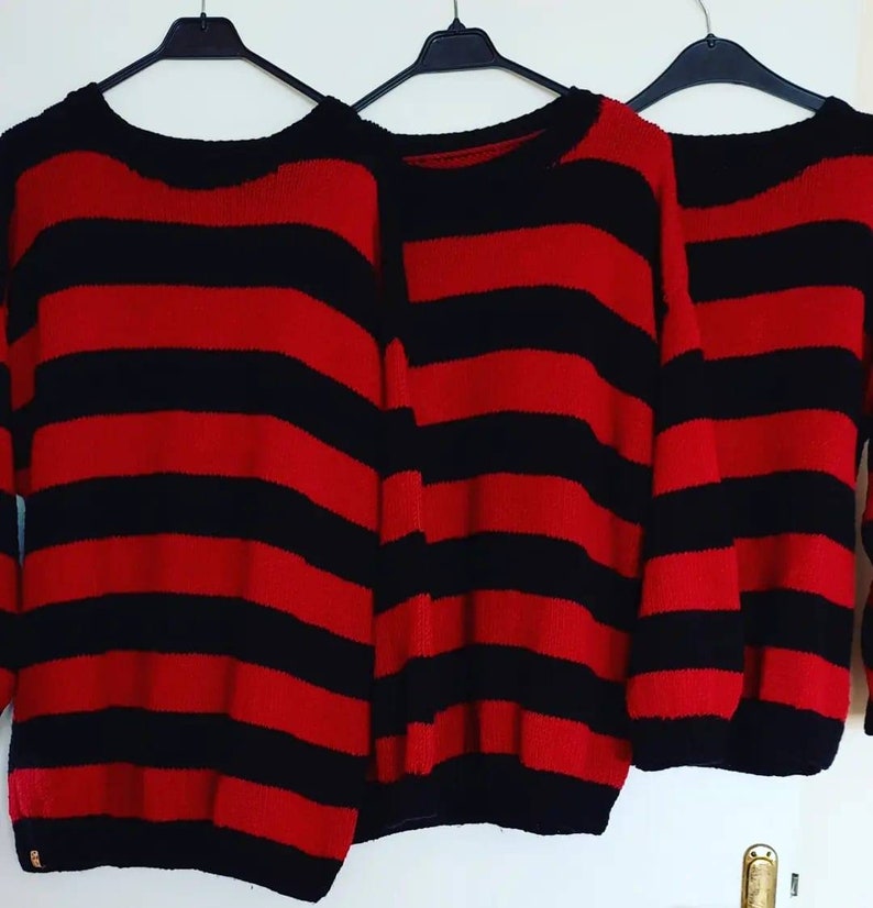 Kurt Cobain sweater, grunge Red and Black striped jumper, Nirvana pullover. Gothic, Rock, Authentic, 90's oldies image 5