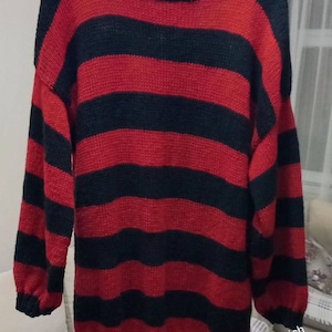 Kurt Cobain sweater, grunge Red and Black striped jumper, Nirvana pullover. Gothic, Rock, Authentic, 90's oldies image 4
