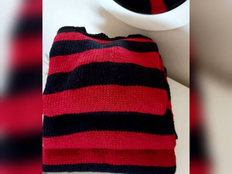 Kurt Cobain sweater, grunge Red and Black striped jumper, Nirvana pullover. Gothic, Rock, Authentic, 90's oldies image 2