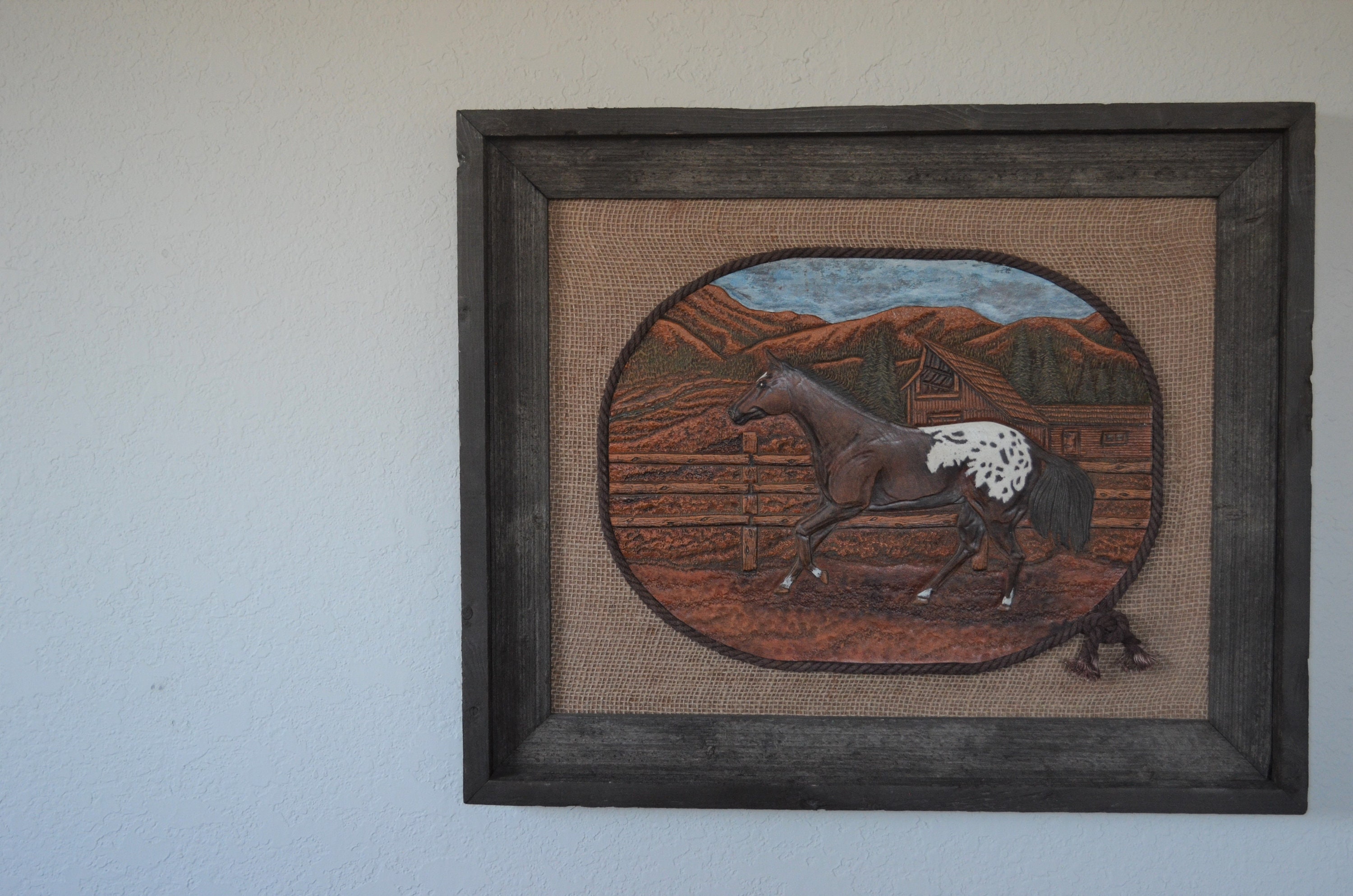 Leather wall art handtooled embossed in a 20x25x2 inch Etsy