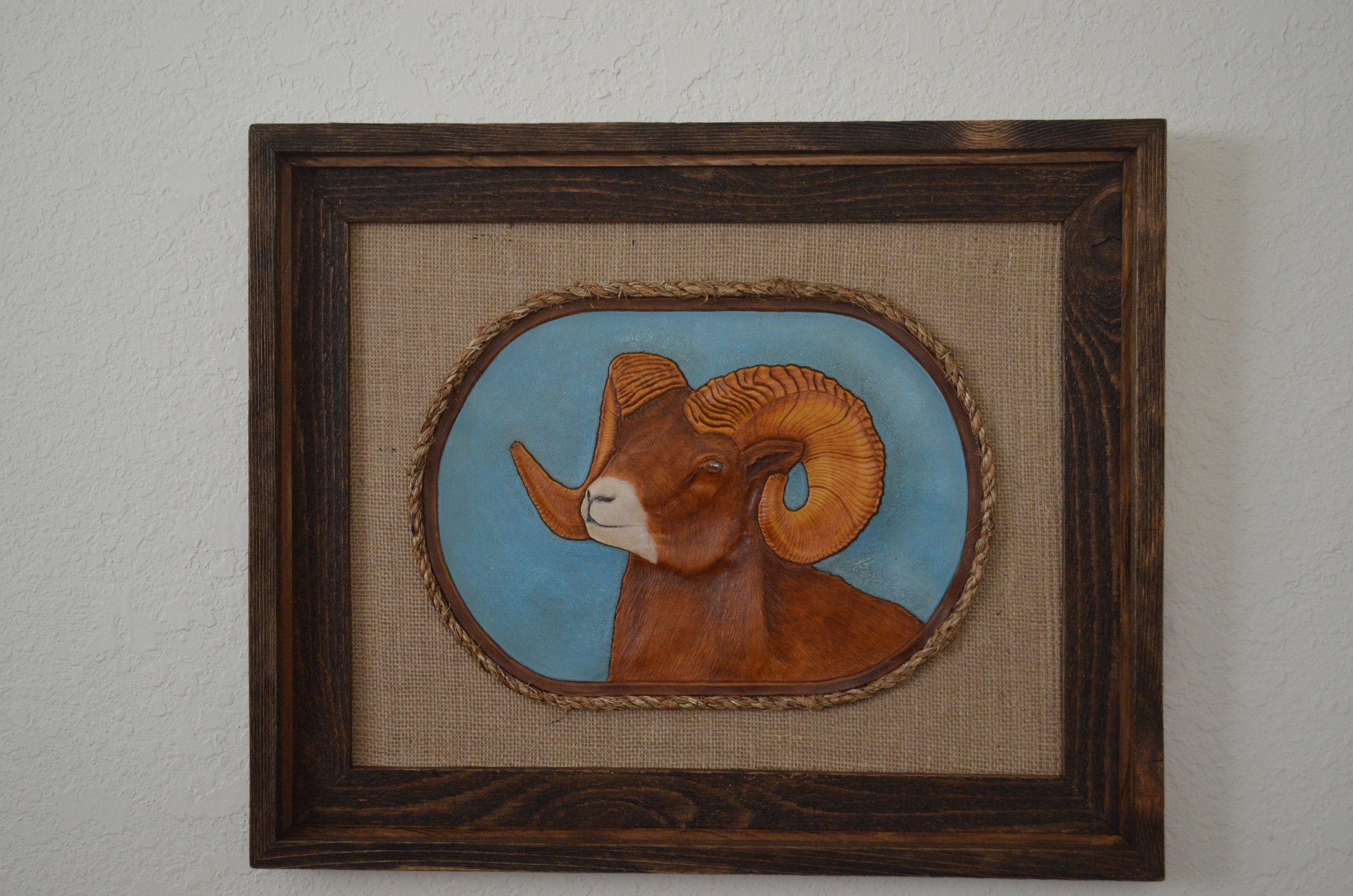Leather wall art handtooled embossed and framed Etsy