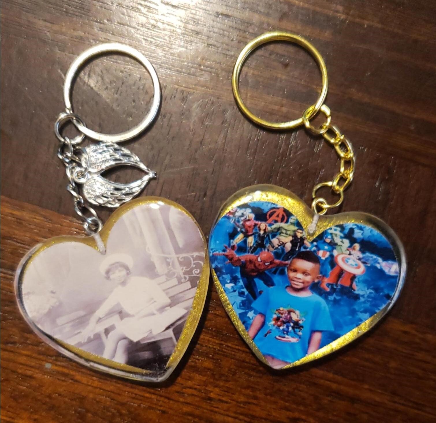 Memory Photo Keychains Keepsake Resin Picture Key Rings Etsy