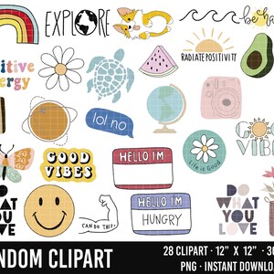 vsco girl clipart stickers digital printables etsy