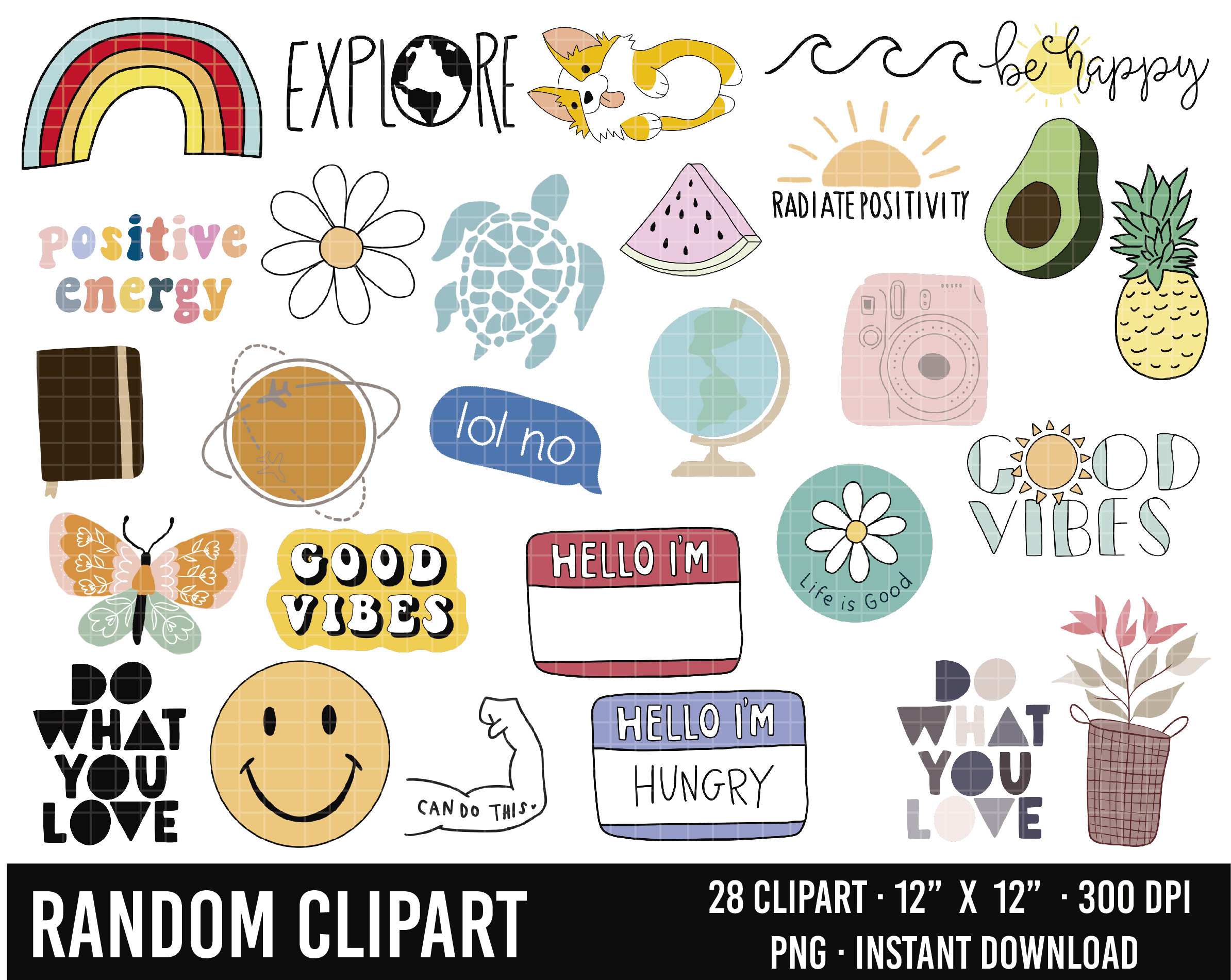 COD23 Random Stickers Clipart/stickers Clipart/doodle Stickers/instagram  Cliparts/commercial Use/instant DOWNLOAD 