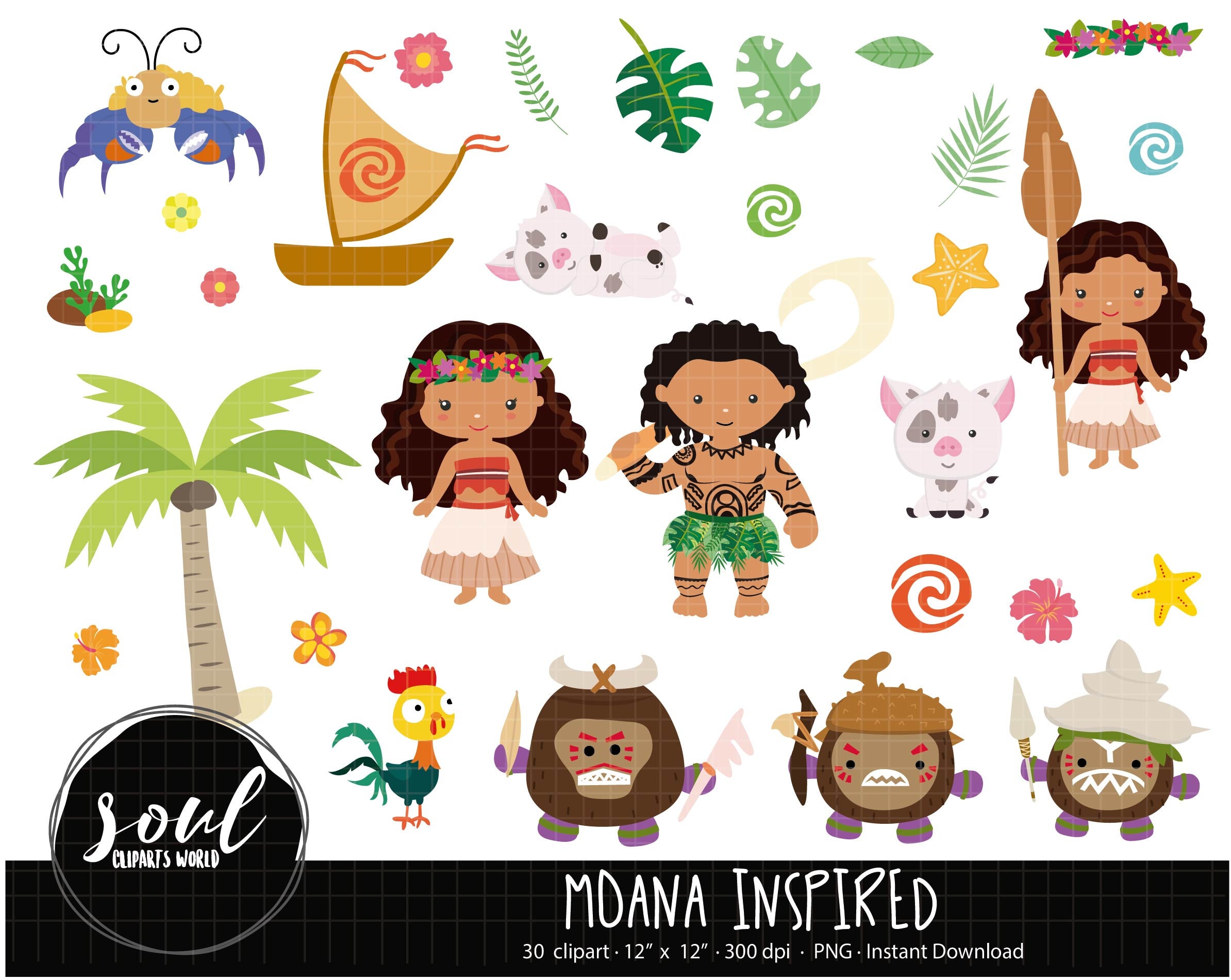 Cod466 Moana Clipart Disney Inspired Cliparts Commercial Etsy Cod466 Moana Clipart Disney Inspired Cliparts Commercial Etsy