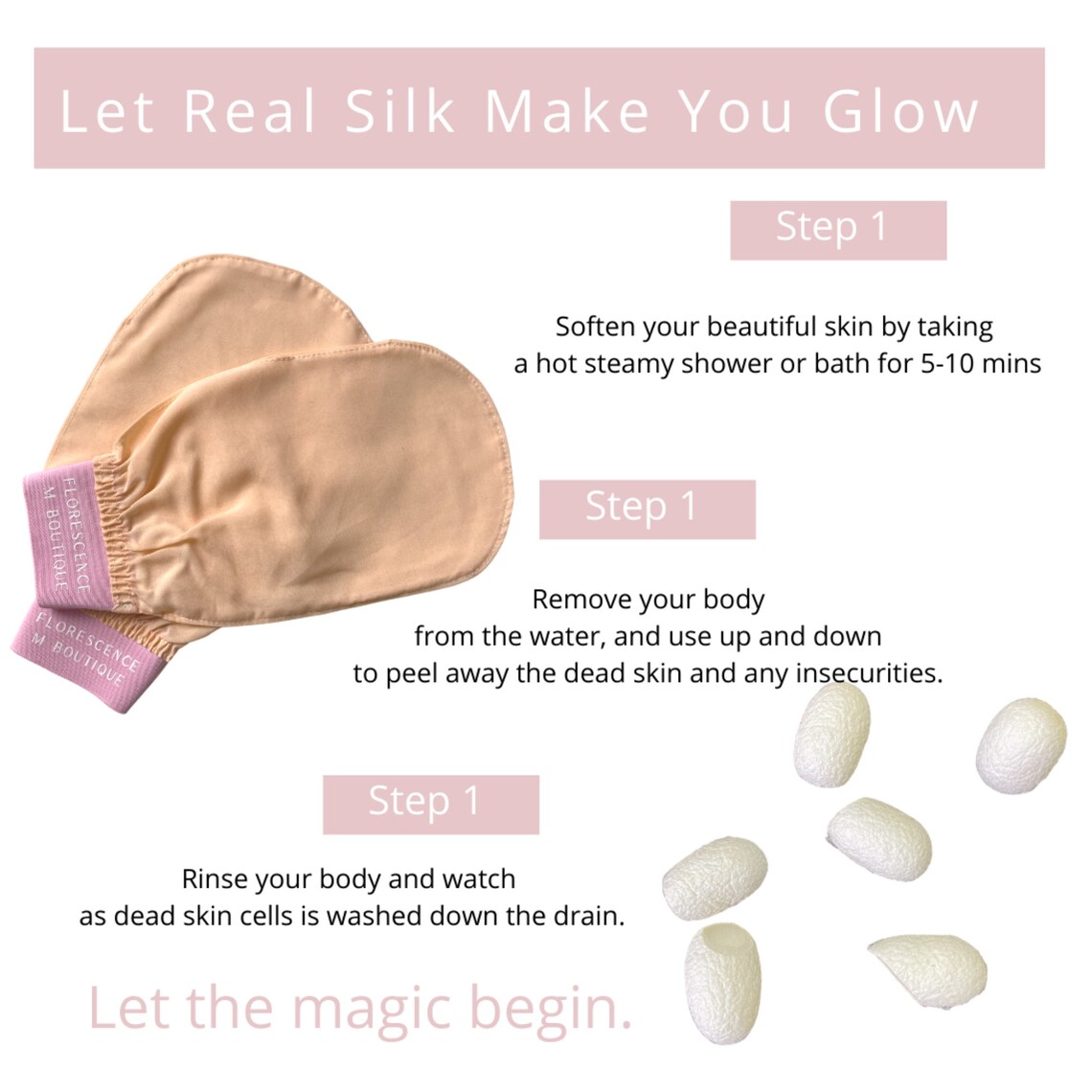 Silk Exfoliating Glove 100 Turkish Silk Hammam Mitt Etsy