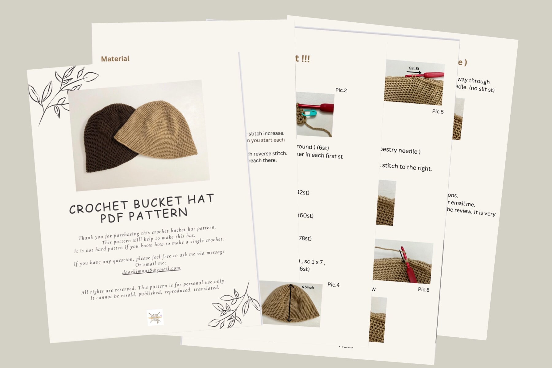 Crochet PDF Bucket Hat Pattern , Easy Crochet Pattern - Etsy