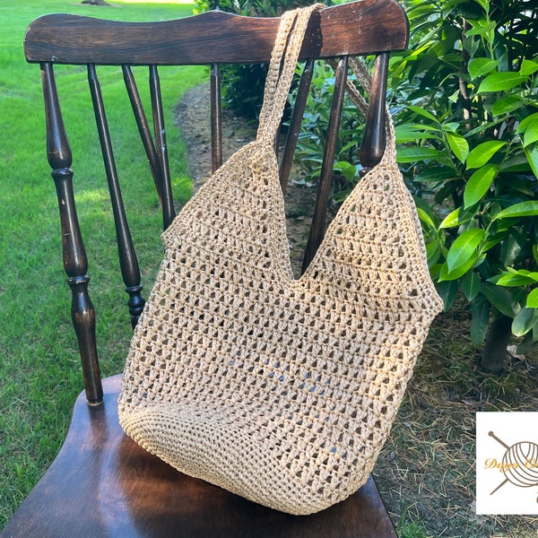 Crochet PDF Raffia Shoulder Big Bag