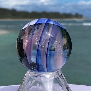 Cremated ashes in glass Sun Catcher (Cobalt Blue #3/Lt. Pink). Lifetime ashes to ashes glass keepsake. Cremains in pendants w/without opals