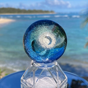 Memorial Sun Catcher, Cremation Ash In Glass, (Cobalt Blue #4/Emerald) Acrylic Stand or Metal Bail To Hang, Ash Pendants, Pet Memorial Glass