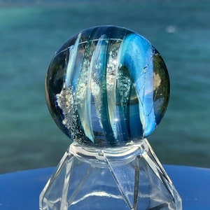 Ashes in glass Sun Catcher (Color: Teal/Milky Way White) Acrylic Stand or Metal Bail to Hang A lifetime keepsake Also Ash Pendant Necklace