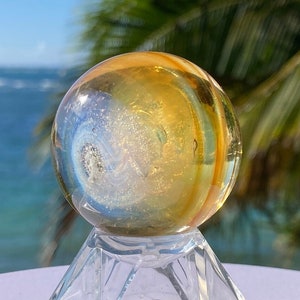 Memorial Sun Catcher, Cremation Ash In Glass (Ginger/White Kitty) Stand or Bail to Hang, Ashes in Pendants, Pet Memorial Glass