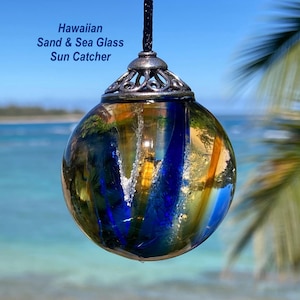 Hawaiianischer Sand & Meer Sonnenfänger.  Sand in Wunderschönes mundgeblasenes Glas gegossen. Tropische Wasserfarben, Hawaiian Sunset und 80+ COLOR COMBO'S