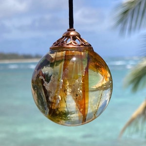 Ashes in glass memorial Sun Catcher on Acrylic Stand or Metal Bail to Hang, (Color: Pale Ale & Root Beer), Pet memorial glass, Ash Pendants