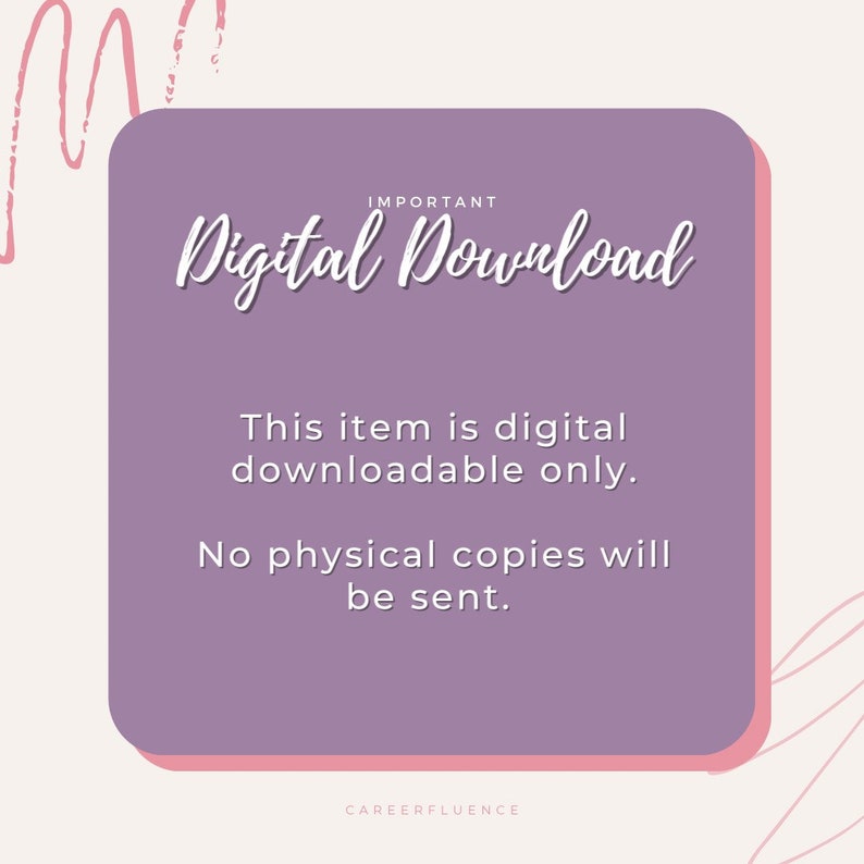Puede incluir: Un anuncio de descarga digital con un fondo morado y texto blanco. El texto dice "IMPORTANTE Descarga Digital" y especifica que el art&iacute;culo es digital y no se enviar&aacute;n copias f&iacute;sicas. El logotipo de Careerfluence est&aacute; en la parte inferior.