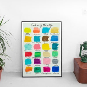 Paint Swatch Poster, Multi color wall print, Artsy gift, Color block art, Art lover gift, home studio decor, gallery wall colorful