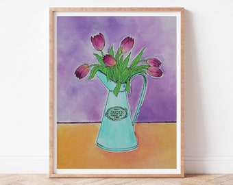 French Tulip Still Life Art Print, Francophile Decor