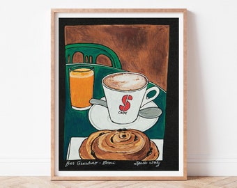 Italian Cafe Print, Spello Umbria, Coffee & Pastry Art