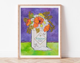 Lámina artística de sal marina de Maldon, regalo gastronómico para amantes de la cocina, especias gourmet del Reino Unido