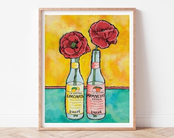 Italian Soda & Poppy Print, Italian Kitchen Wall Art