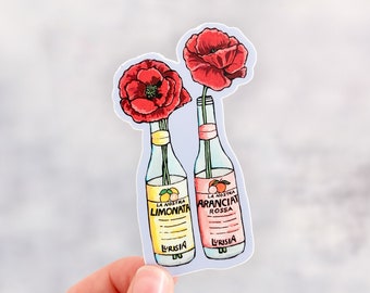 Italian Soda & Poppies Sticker, Italy Travel Gift
