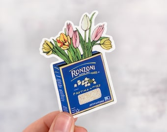 Pasta sticker, Pastina, Italian food, Pasta lover, Get well soon gift, tulip sticker, floral art, Mother's Day present