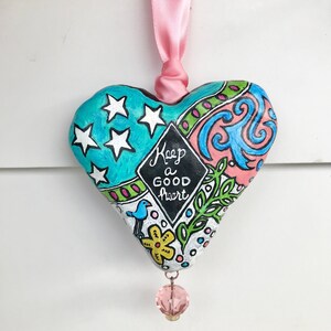Clay heart ornament, Valentine gift idea, Art heart shape, Heart gift, Personalized clay sculpture, hanging heart, encouragement gift