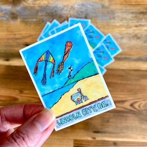 Lincoln City Oregon sticker, Oregon gifts, Oregon Coast sticker, Kite Sticker, Oregon Coast gift, Beach sticker laptop, Seaside sticker