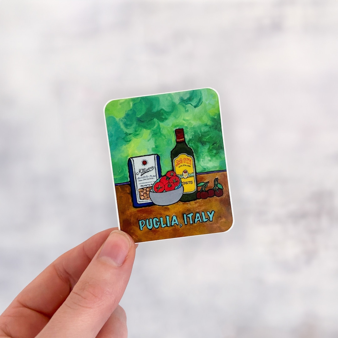 Puglia, Italy Vinyl Sticker, Italian Food Art, Gift for Italian, Italy ...