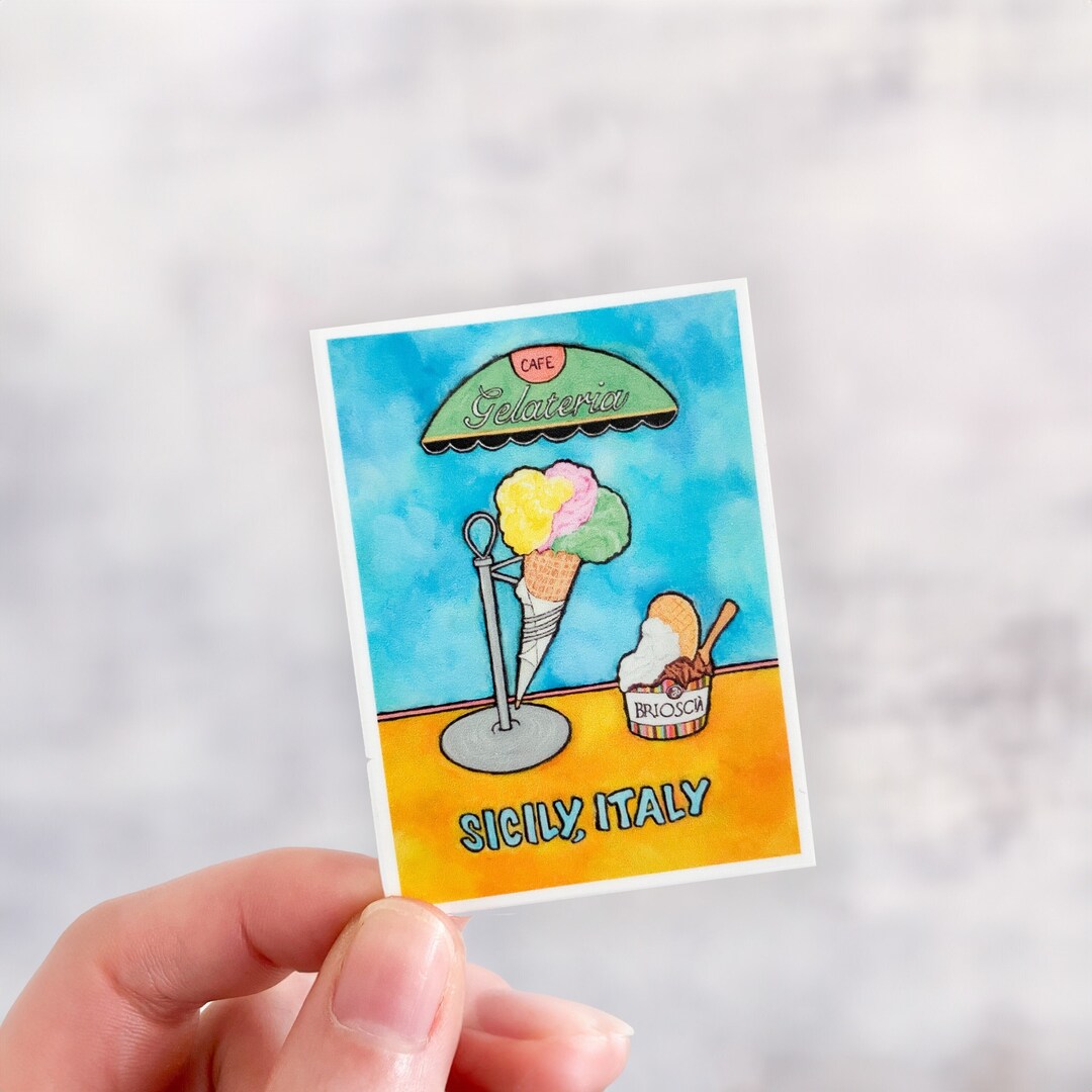 Sicily Sticker, Gelato Sticker, Italy Gifts, Italy Food Sticker, Ice ...