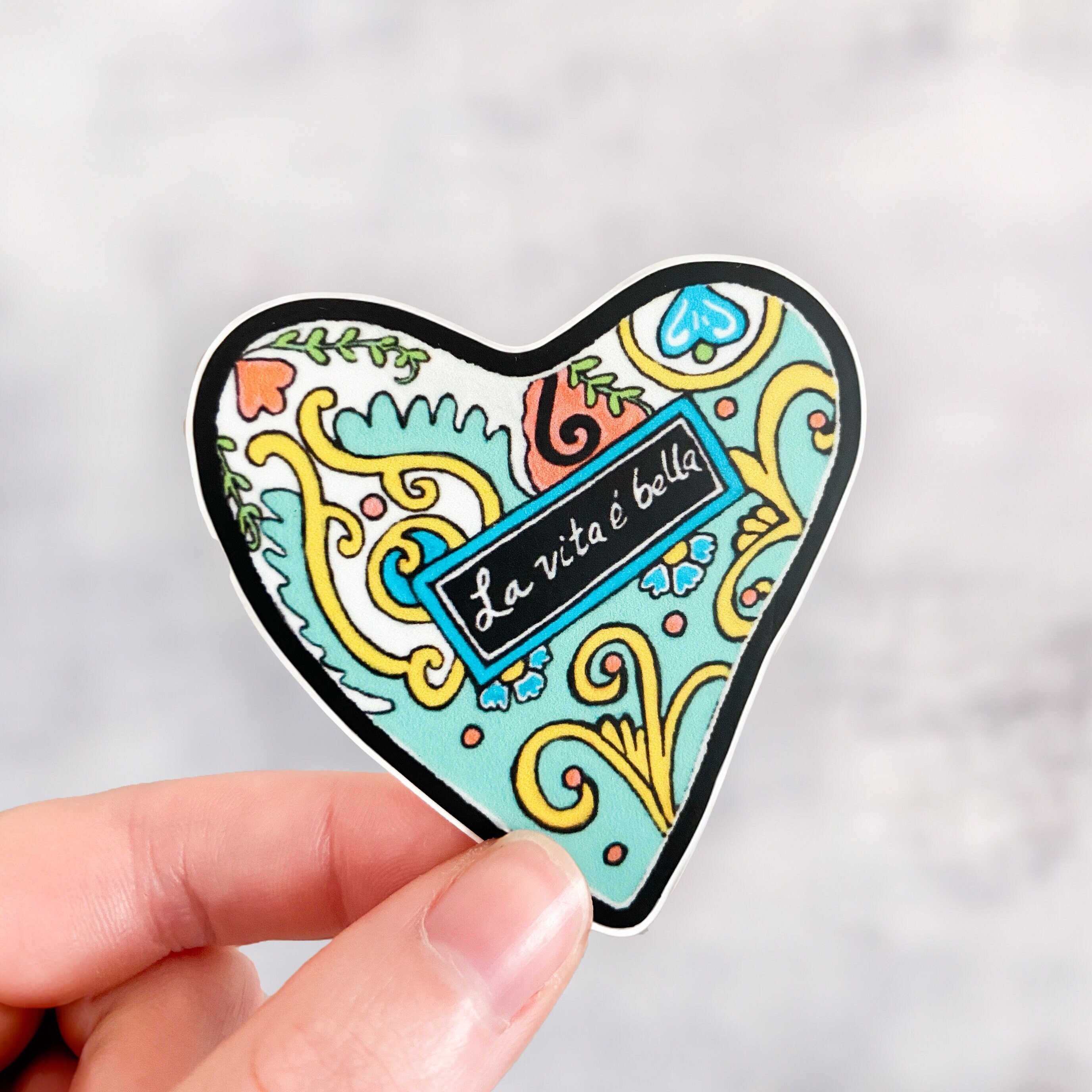 Sticker Vta La Vita E Bella Sticker, Italian Tile Heart Sticker - Etsy