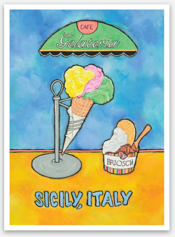 Sicily Gelato Sticker, Italian Cafe Art, Travel Souvenir - Etsy