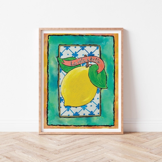 Italian Lemon Print, Kitchen Wall Art, Amalfi Decor