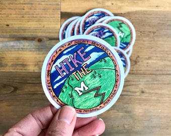 Missoula Montana sticker, University of Montana mom, Hiking stickers women, Montana art, Montana gift for him, water bottle stickers