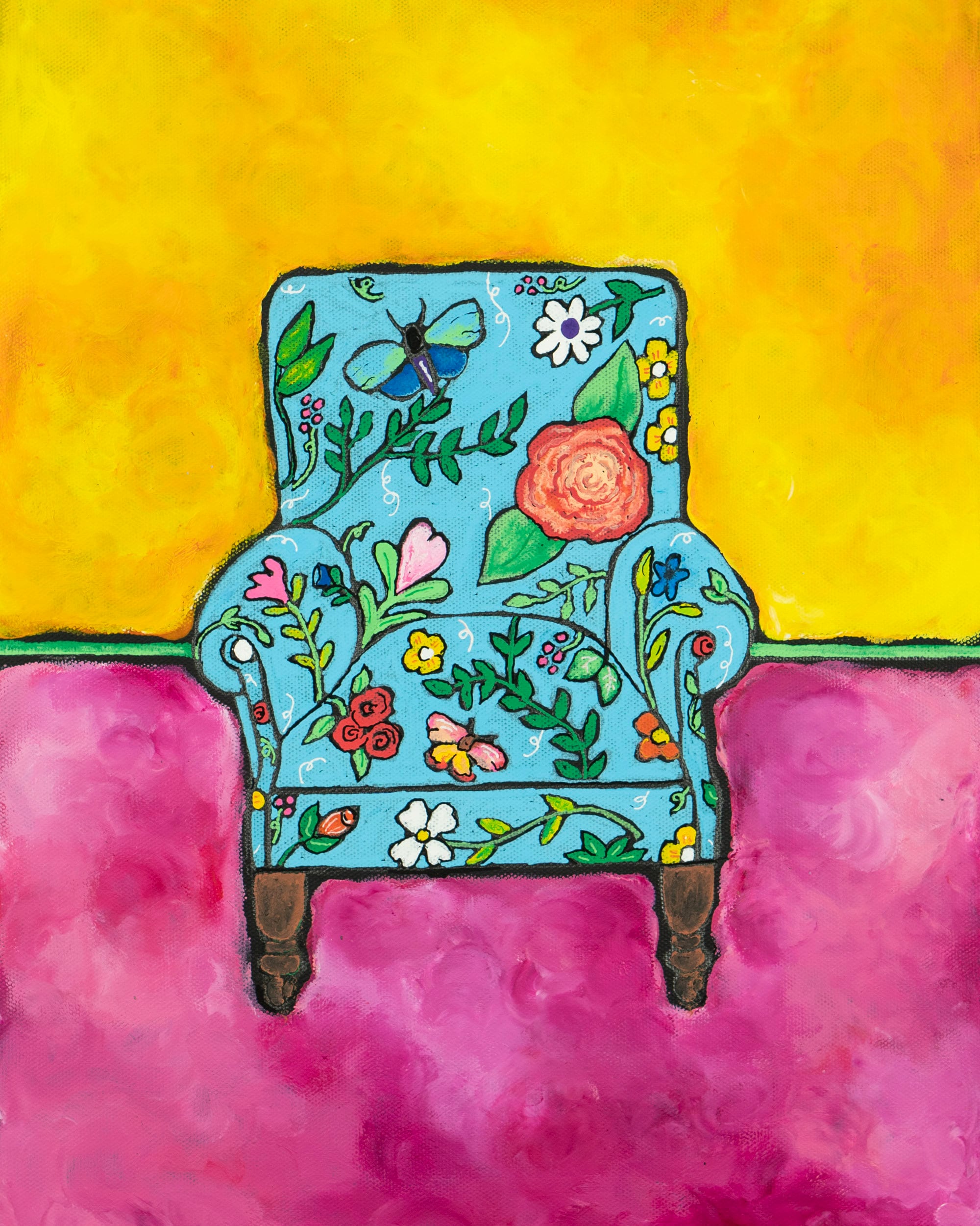 Chair Print Comfy Chair Blue Chair Art Pop Art Chair Etsy