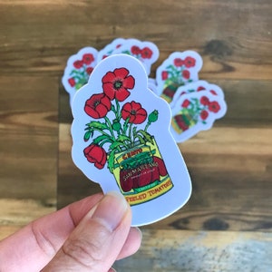 Poppies Sticker, Italy Sticker, gift for Italian, San Marzano tomato, Italian Food Sticker, Italian Food Gift, Italian grandma gift,