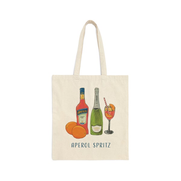 Aperol Spritz tote bag, Italian tote bag, Italian gift for woman, Italy canvas bag, Italian drink, Cocktail illustration, Aperol Spritz gift