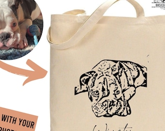 Pet Photo Tote Bag, Custom Dog Tote Bag, Personalized Pet Bag, Personalized Dog Travel Bag, Dog Mom Tote, Pet Lover Tote Bag, Fur Mom Tote