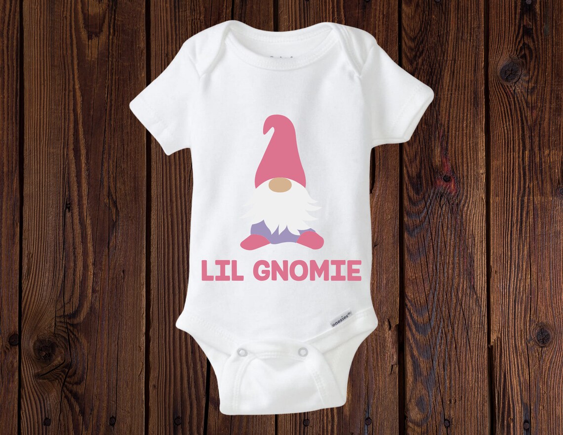 Gnome Baby Bodysuit Lil Gnomie Onesie Gnome Onesie Gender Etsy