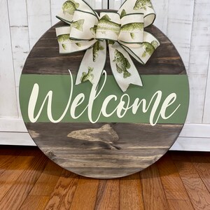 Welcome Fish Themed Door Sign With Fish Bow, 18” Door Hanger, Front ...