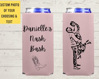 Bachelorette kan koeler, gepersonaliseerde foto, Bachelorette partij slank kan koelers, gepersonaliseerde bachelorette partij gunsten, aangepaste kan koeler